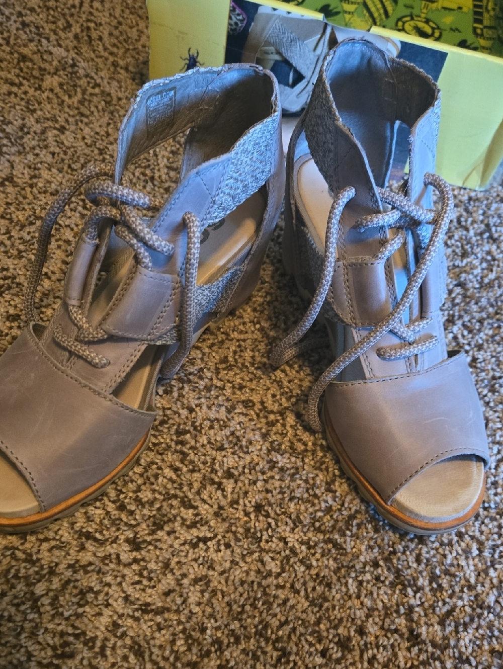 Women's Lace-Up Open Toe Heeled Sandals - Grey From Evereve.